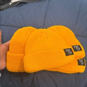 Bright Orange Kids Beanie Set